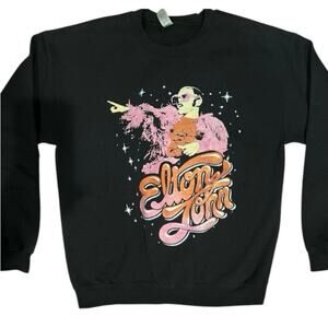 ELTON JOHN Sweatshirt Retro Graphics on Gildan Tag Size Medium